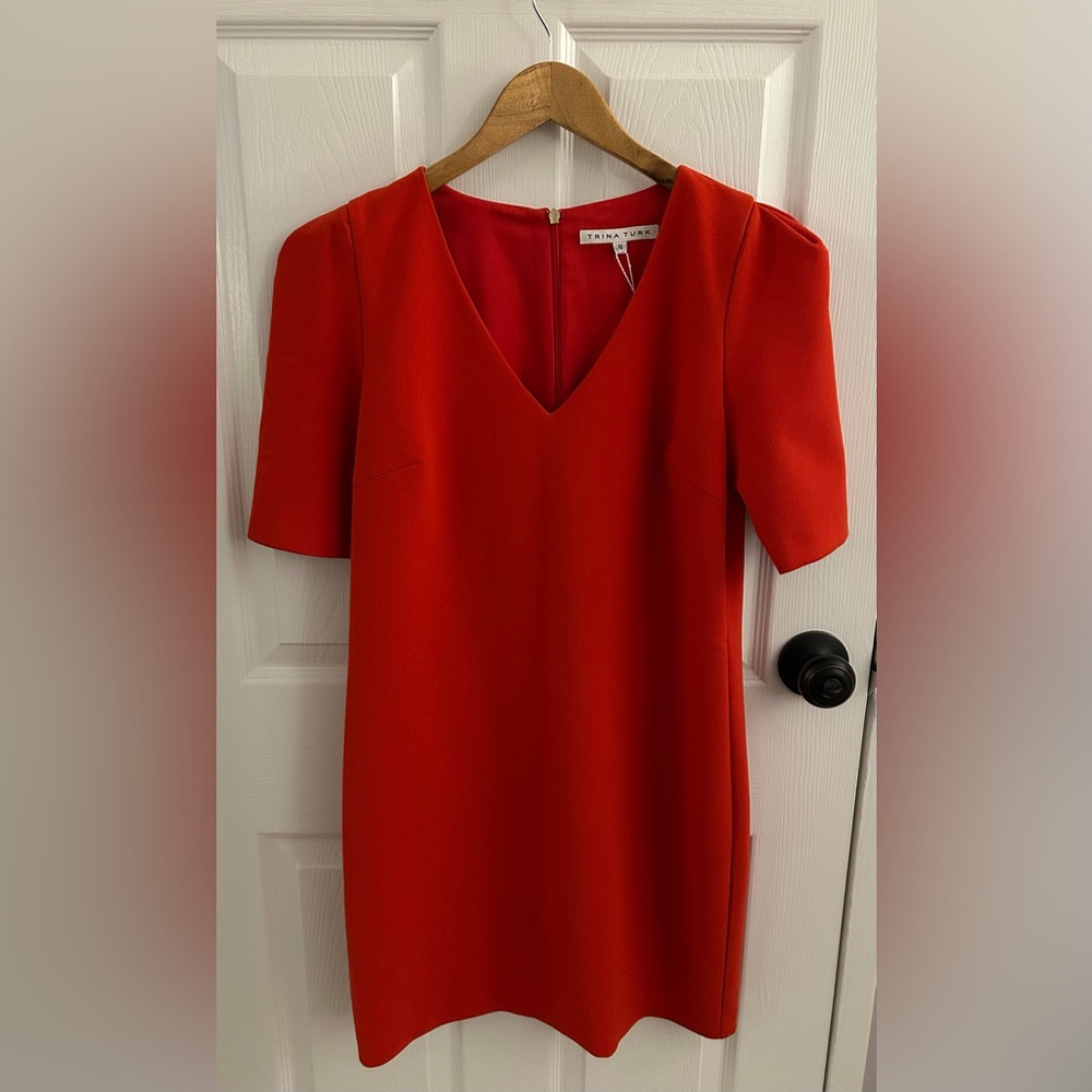 Trina Turk Red V-Neck Mini Dress